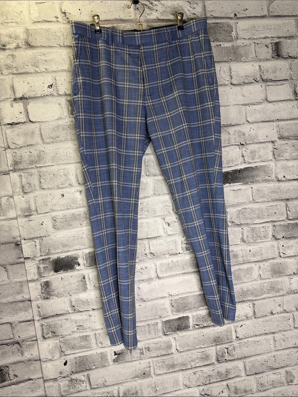 Harry Brown - Men's Blue Plaid Chinos Dress Pants